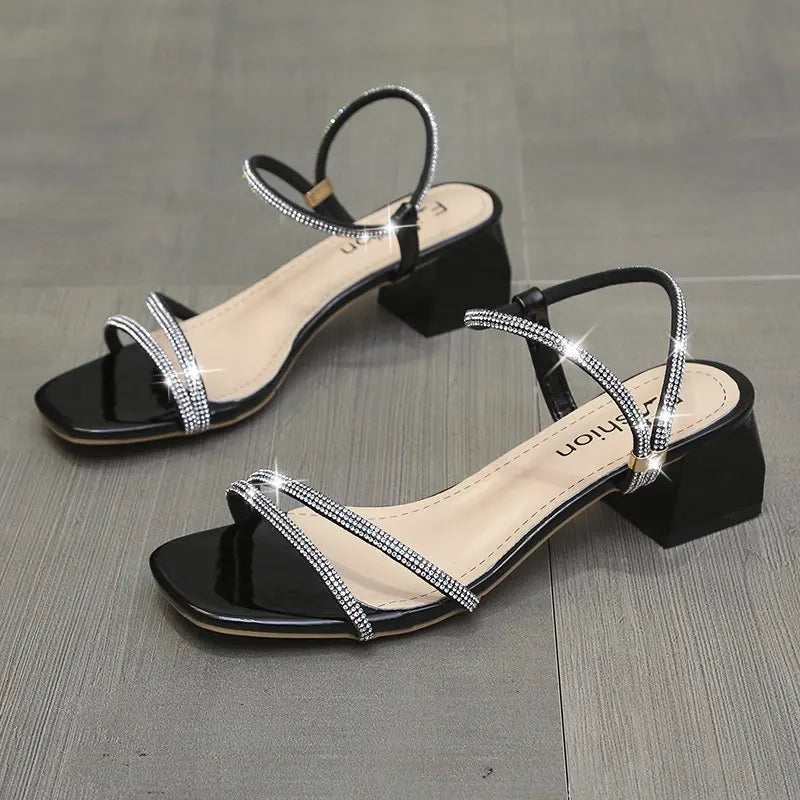 2024 Women Sandals Summer black Shoes Heel Flip Gladiator Brief