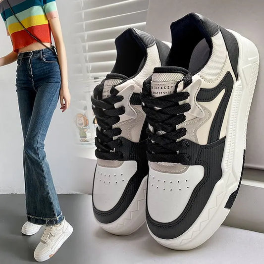 Brand Leather Women's Sneakers White Platform