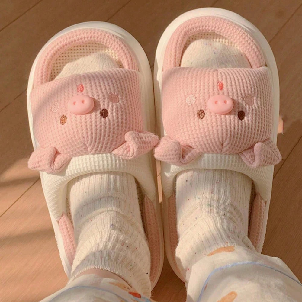 2024 New Pink 3.5cm Fashion Soft Ladies Casual Cute Piggy