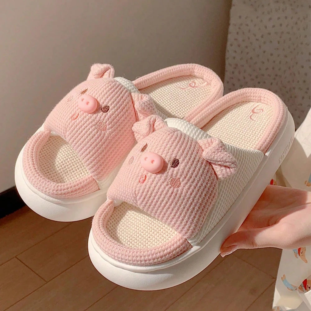 2024 New Pink 3.5cm Fashion Soft Ladies Casual Cute Piggy