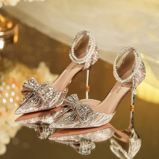 2024 Summer Luxury Pointed Toe Women's Rhinestone Butterfly