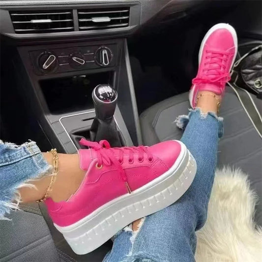 Women Sneakers Solid Color Pu