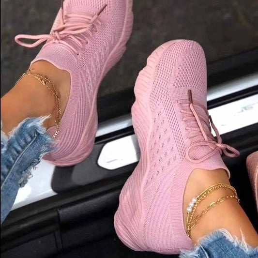 Women Tennis Shoes Outdoor Lace-up Platform Sneakers