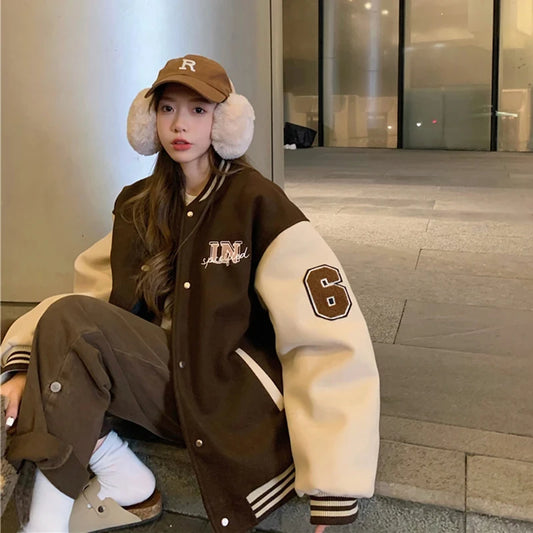 Y2k Varsity Bomber Jacket Women