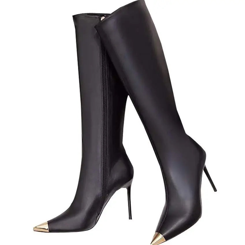 2024 New Women's Boots Metal Pointed Toe Thin