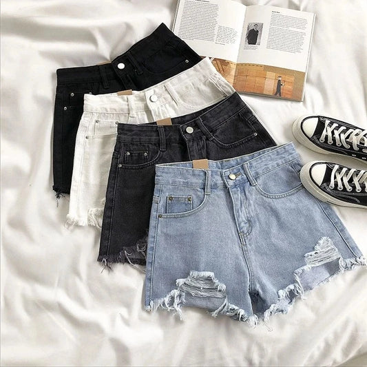 Casual High Waist Denim Shorts Women