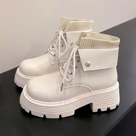 Platform Women's Motorcycle Boots Autumn Winter