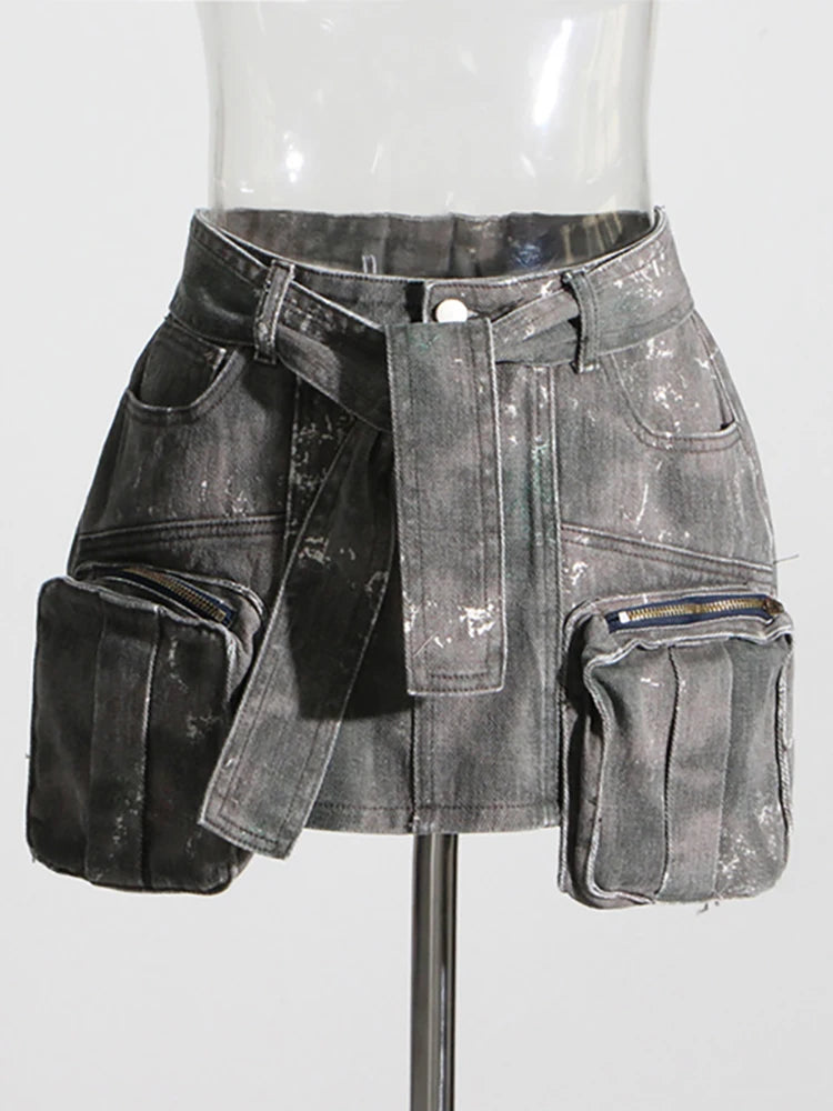 Women Denim Skirt Camouflage Slim