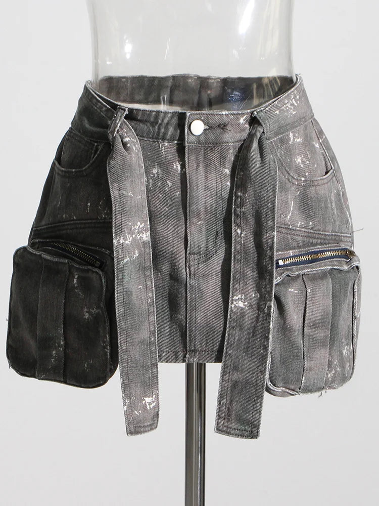 Women Denim Skirt Camouflage Slim