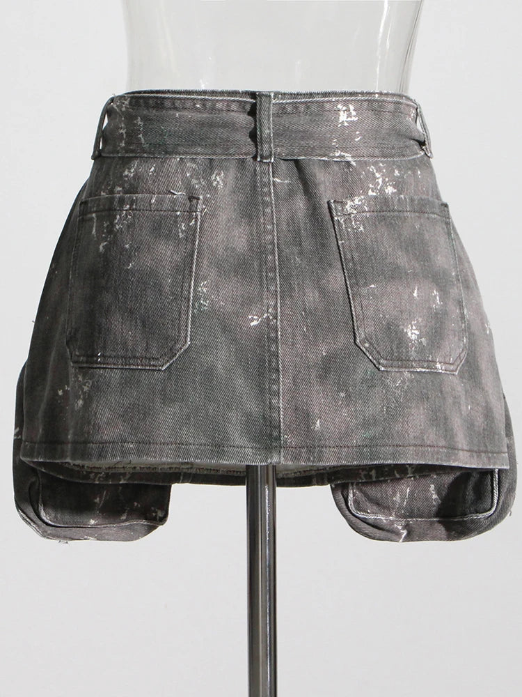 Women Denim Skirt Camouflage Slim