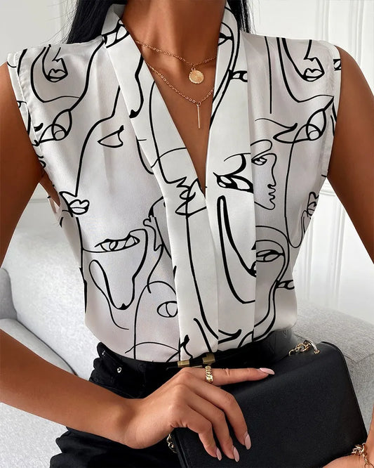 Elegant Women's Top Blouse Flower 2024 Summer Fashion