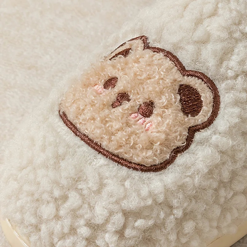 Fashion Couple Winter Warm Bear Design Plush Slippers