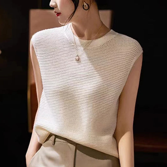 Fashion Hollow Out O Neck Knitted Shirt Women Summer