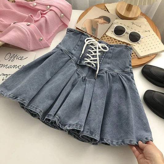 Fashion Lace Up High Waist A-Line Women