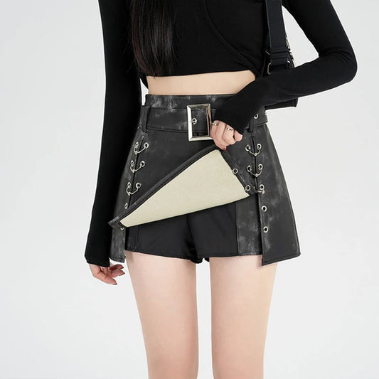 Women Faux Leather Skirts Spring