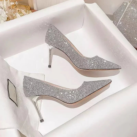 High Heels Women Wedding Shoes Bride Gold