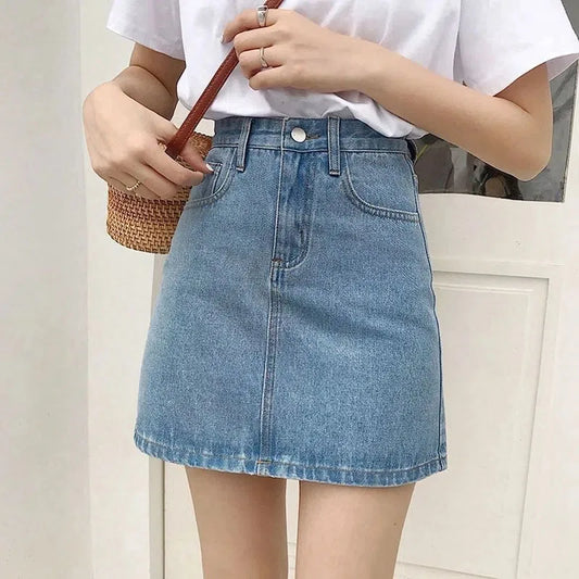 Lucyever Korean Women's Denim Skirt 2024