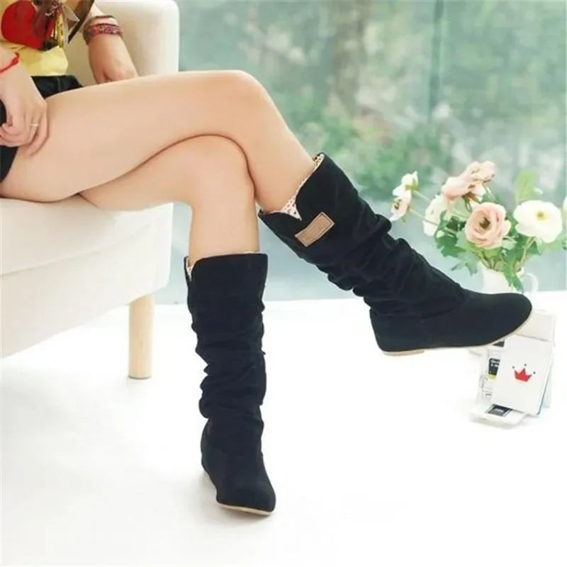 2024 Women Lace Flat Heels Winter Snow Boot