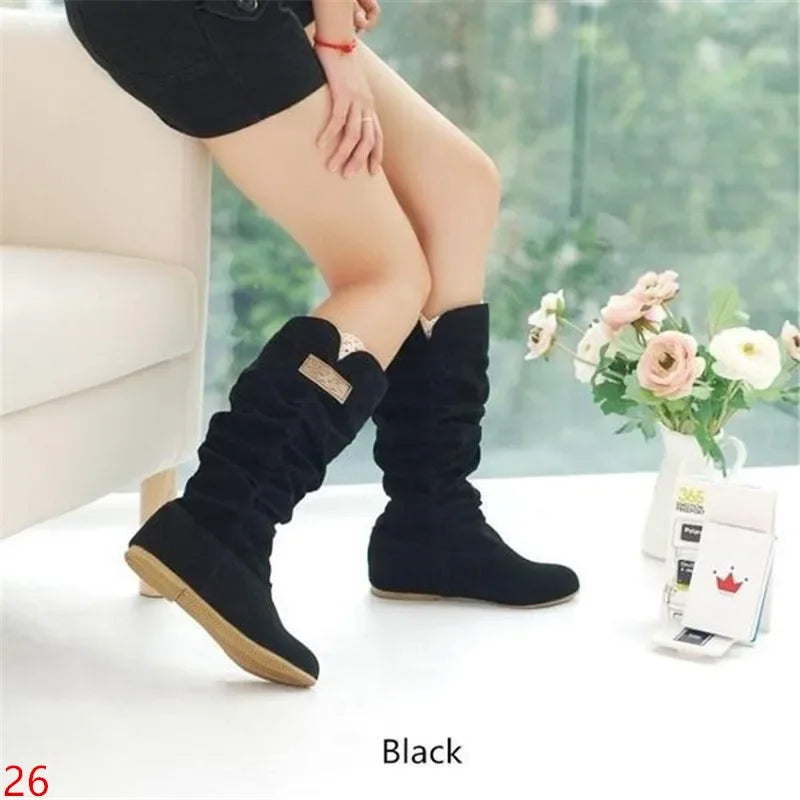 2024 Women Lace Flat Heels Winter Snow Boot