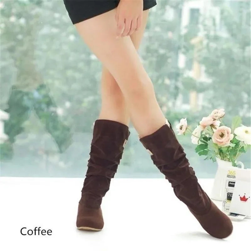 2024 Women Lace Flat Heels Winter Snow Boot