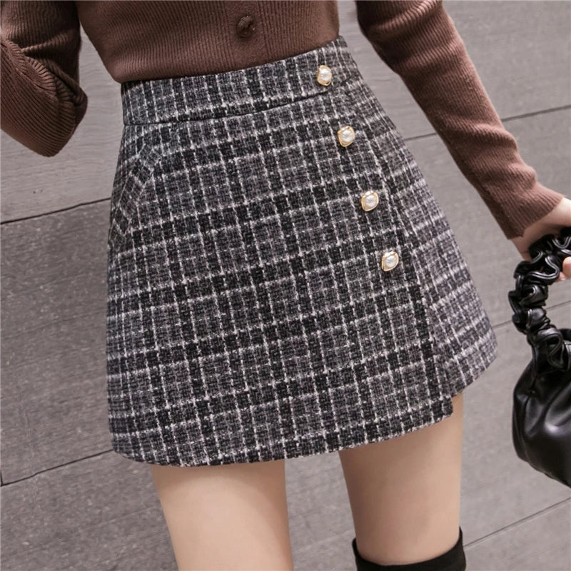 New Fashion Tweed Plaid Shorts