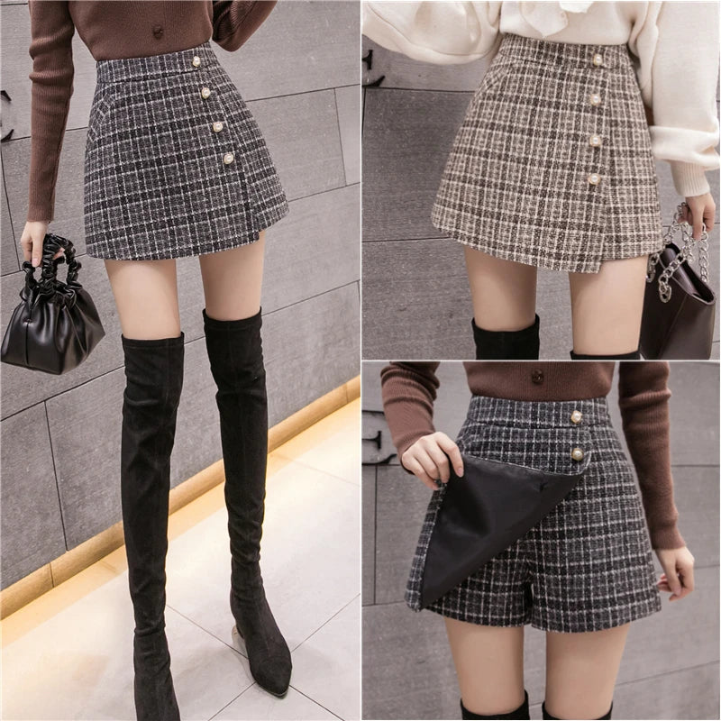 New Fashion Tweed Plaid Shorts