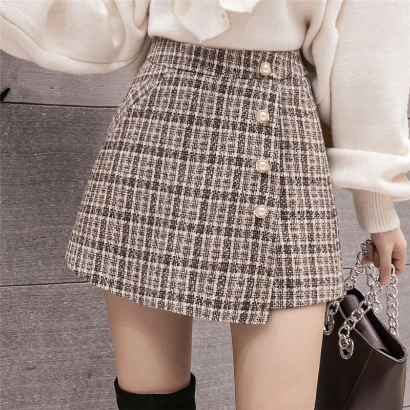 New Fashion Tweed Plaid Shorts