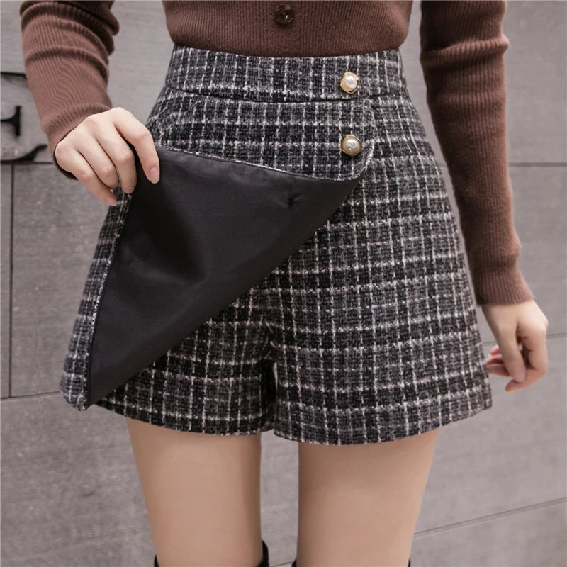 New Fashion Tweed Plaid Shorts