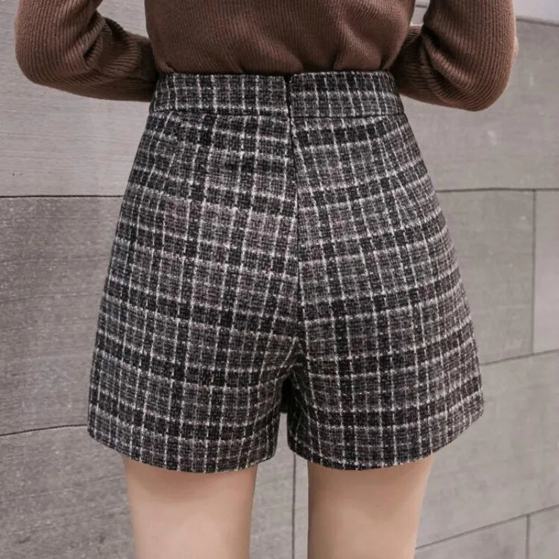 New Fashion Tweed Plaid Shorts