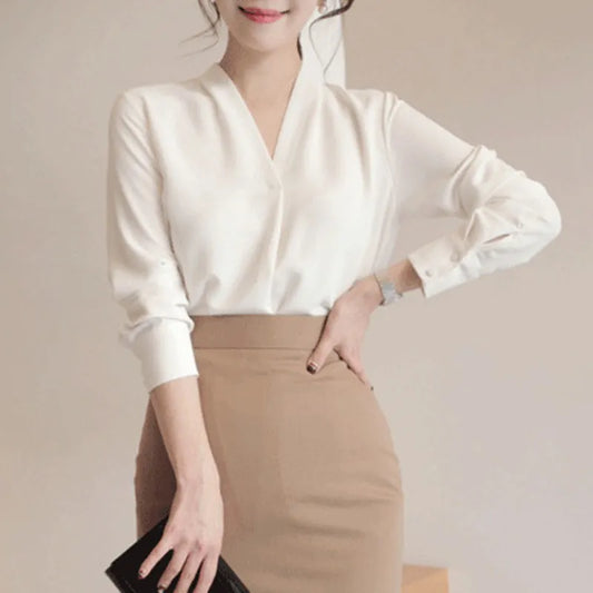 New Ladies Tops Office Chiffon Blouse Women Fashion