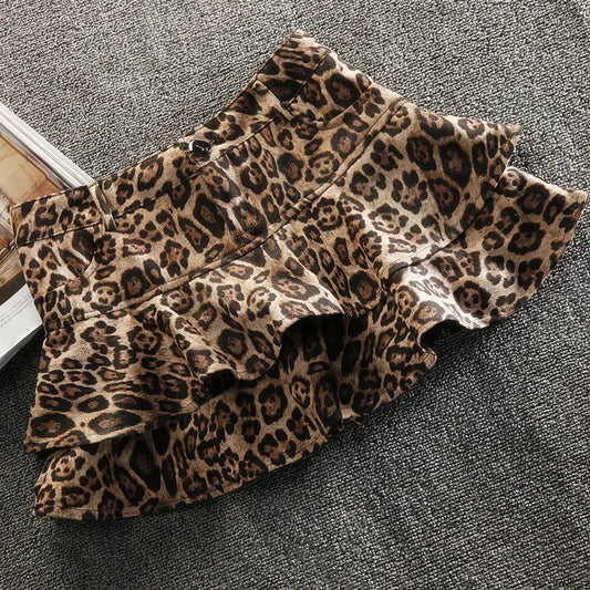 Sexy Leopard Print Pleated Skirt for Women