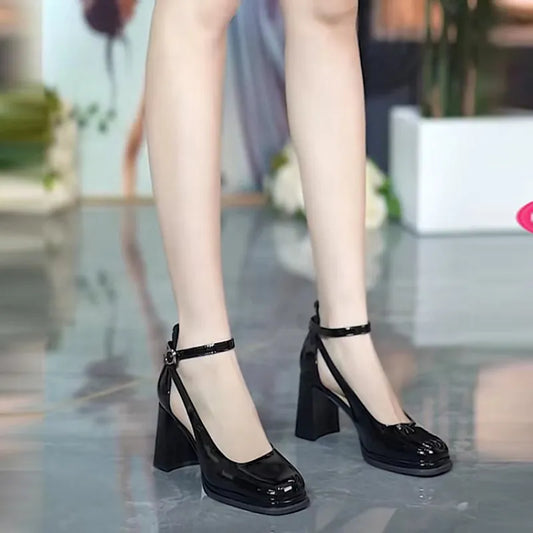 Square Toe High Heels 2023 Summer New Fairy Style One Line Buckle