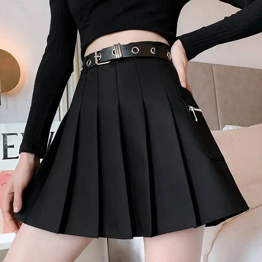 Street Casual Pleated Skirt