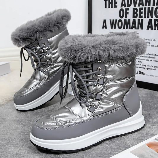 Thick Plush Waterproof Snow Boots for Women