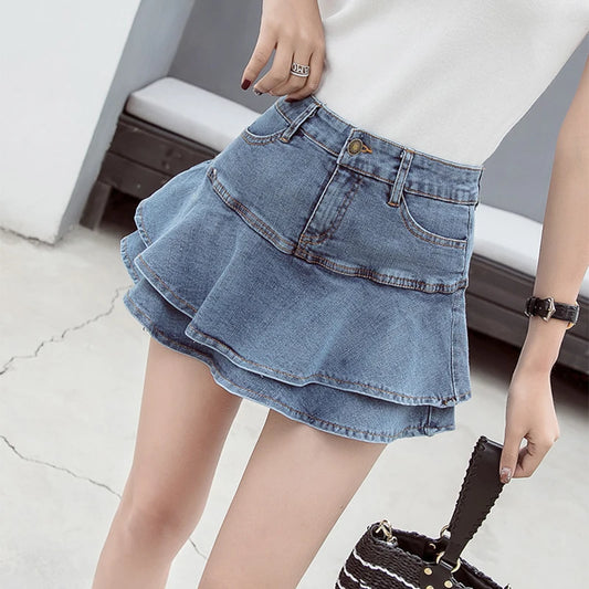 Vintage Denim Mini Skirts Women Summer