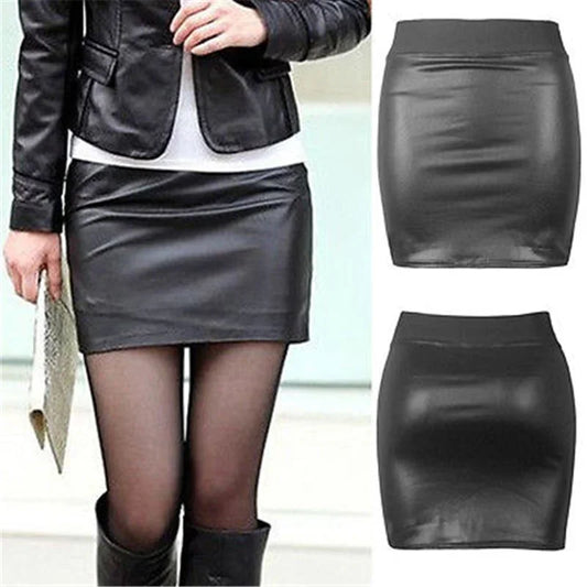 Women PU Leather Skirt High Waist Bodycon