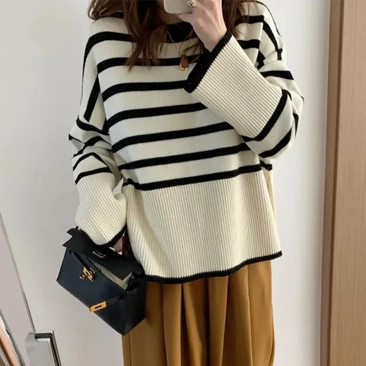 Women Stripes Warm Sweater