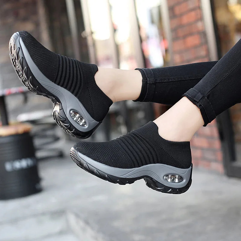 Women Walking Shoes Cushion Mesh Breathable Running Shoes