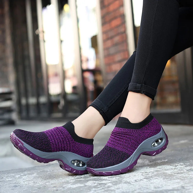 Women Walking Shoes Cushion Mesh Breathable Running Shoes