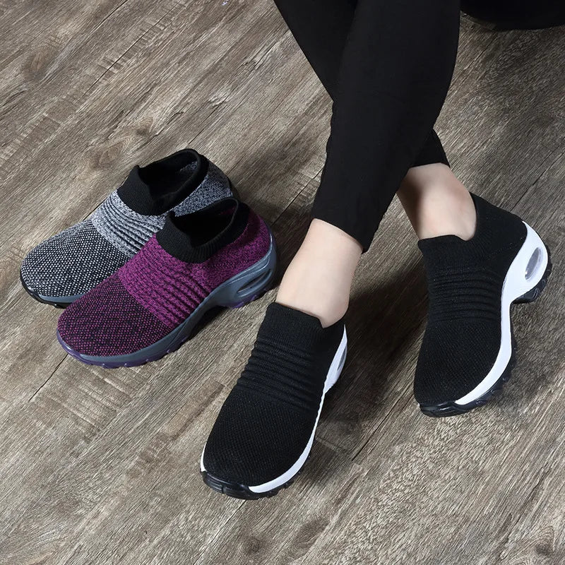 Women Walking Shoes Cushion Mesh Breathable Running Shoes